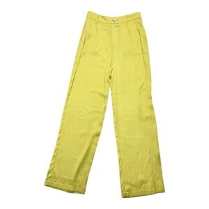 R.G. Kane Pants Womens Size Small Yellow Satin Wide Leg Trousers